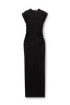alexander wang crewneck ribbed jersey maxi dress with back slit and draped detail black
