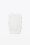 Alexander Wang soft white mockneck tank in clear bead hotfix