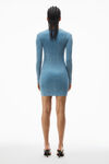 Alexander Wang washed blue langärmeliges loungewear-kleid aus gerippter baumwolle