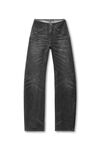 clear crystal hotfix moto pant in cotton denim