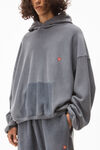 alexander wang hooded sweatshirt in classic terry graphite