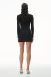 alexander wang long sleeve crewneck dress in ribbed cotton black