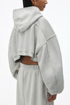 Alexander Wang washed smoke white crop zip up hoodie in classic terry