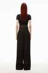 alexander wang short sleeve top in gauzy mesh black