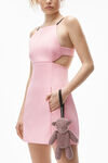CUTOUT DRESS WITH CHARMS IN HEAVY SATIN