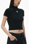 LOGO PATCH MOCK NECK TOP IN BODYCON KNIT