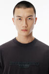 Alexander Wang washed black bean 水洗灰色平纹针织徽标长袖 t 恤