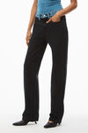 alexander wang contrast waistband jean in black denim washed black