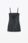 Alexander Wang charcoal square neck minidress in wool twill with crystal hotfix