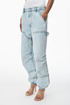 alexander wang double front carpenter pant in denim  pebble bleach