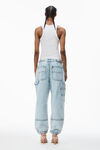 alexander wang double front carpenter pant in denim  pebble bleach