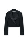 Alexander Wang black blazer corto doppiopetto in stile smoking