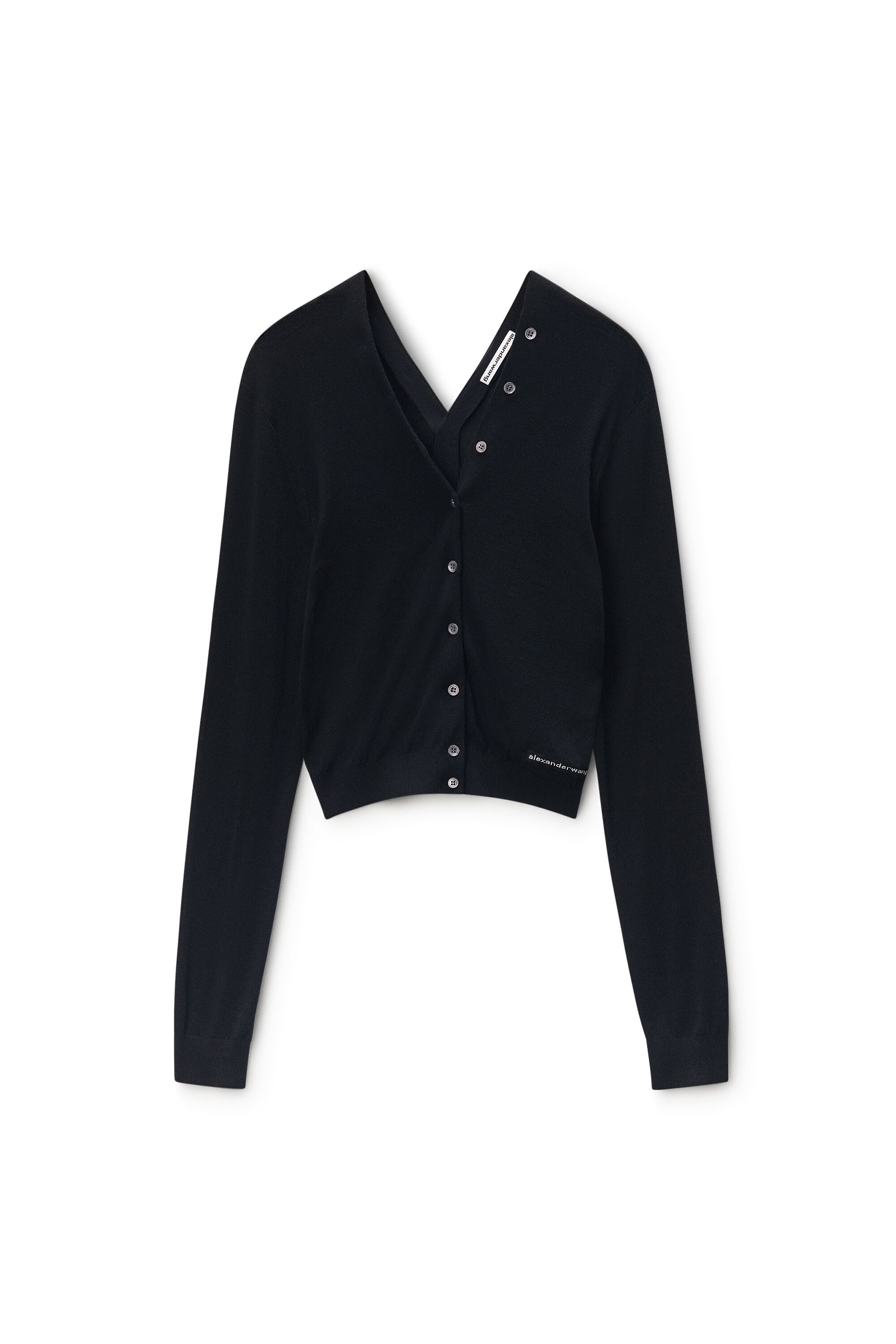 Button-Front Long Sleeve Cardigan in BLACK | alexanderwang®