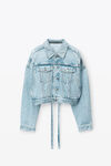 alexander wang cinch hem trucker jacket in denim bleach