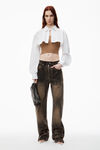 Alexander Wang camel/white pre-styled cami & cropped button up twinset