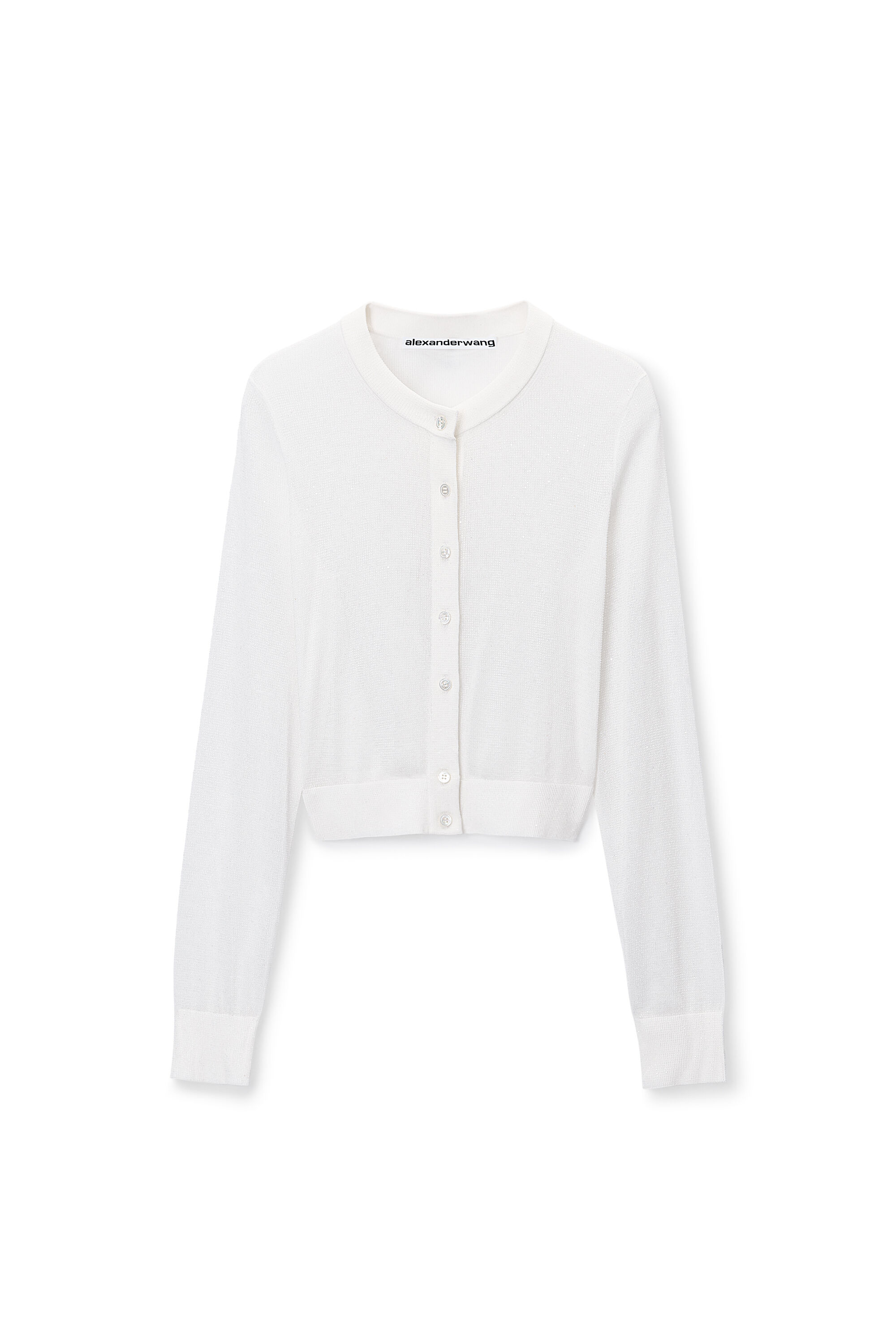 Cropped Cardigan in Clear Bead Hotfix in SOFT WHITE | alexanderwang®