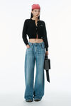 Alexander Wang black cropped athletic mesh cardigan
