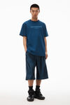 alexander wang short sleeve glitter puff logo tee dark navy combo