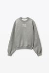 alexander wang puff logo sweatshirt in glitter terry sidewalk