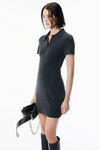 Alexander Wang charcoal charcoal wool-blend short sleeve polo dress