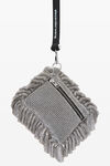 alexander wang pillow wristlet in crystal mesh white