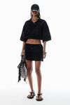 Alexander Wang black overdyed stripe schwarz gestreiftes poloshirt aus pikee