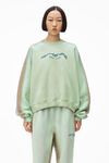 alexander wang crewneck sweatshirt in garment dyed terry mint