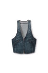 Weste aus Baumwolldenim mit transparentem Hotfix-Strass