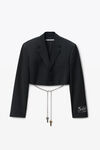 Alexander Wang black blazer nero in misto lana con orlo a vivo
