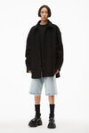 alexander wang oversized shirt jacket in melton wool black