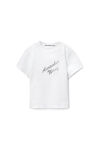 Alexander Wang white white crystal hotfix & cotton logo tee