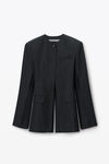 Alexander Wang black collarless tailored jacket with slits in wool blend