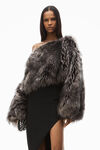 Alexander Wang shadow oversize cropped shrug in lamb shearling