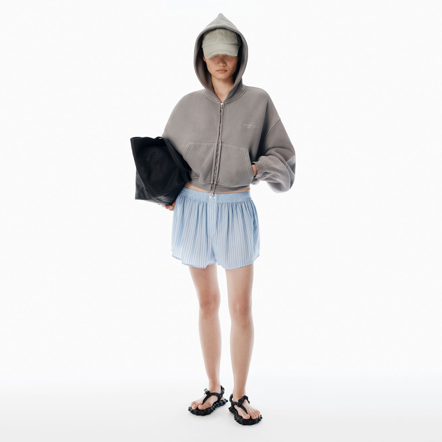 Shop Alexander Wang Blue Mid-rise Boxer Shorts