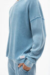 Alexander Wang washed blue long-sleeve tee in waffle-knit cotton stretch