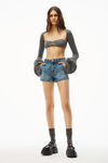 alexander wang shorty high-rise short in denim  vintage medium indigo