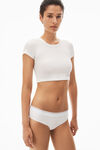Alexander Wang white cropped short-sleeve tee in ribbed cotton jersey