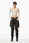 alexander wang v neck cardigan in sequin nylon snow white