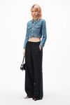 alexander wang shrunken trucker jacket in denim vintage medium indigo