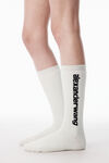 Alexander Wang white logo sock in cotton terry
