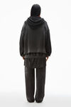 Alexander Wang washed black oversize triple-layer unisex hoodie in cotton