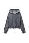 Alexander Wang thunder grey cropped hoodie in silk