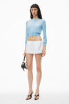 Alexander Wang blue cropped cardigan in clear bead hotfix