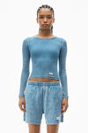 Alexander Wang washed blue long-sleeve tee in ribbed cotton