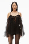 alexander wang 厚实真丝绉缎及臀上衣 black