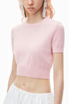 Alexander Wang pink chalk logo-embossed tee in superfine merino wool
