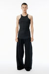 Alexander Wang black 黑色褶皱毛圈布加大款运动裤