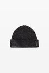 Alexander Wang black crystal hotfix logo beanie