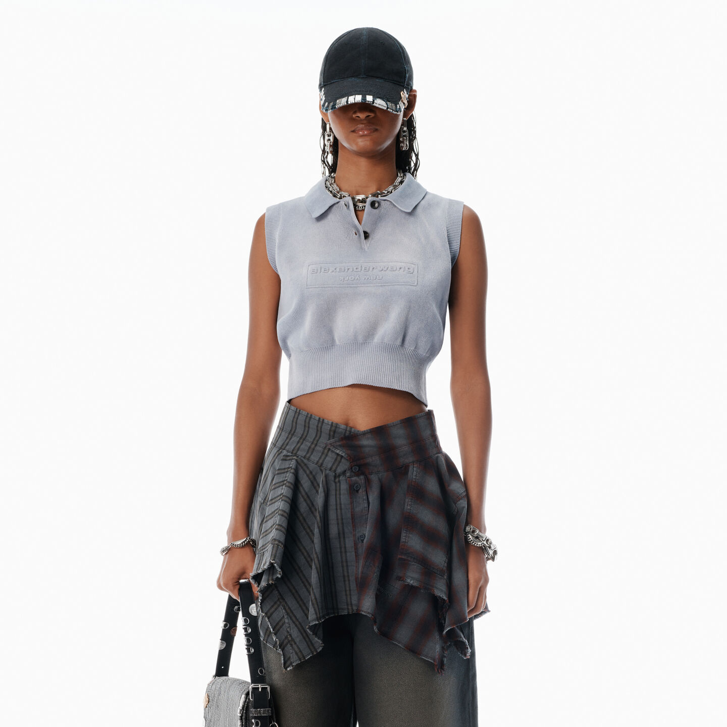 Alexander Wang Grey Cotton-blend Chenille Logo Polo
