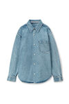alexander wang 牛仔布透明烫钻加大版型衬衫 vintage light indigo